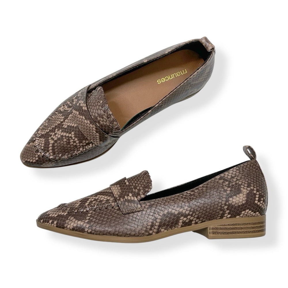 Maurices Shoes Women 8.5 Brown Flats Loafer Pointed Toe Animal Print‎ NWOB